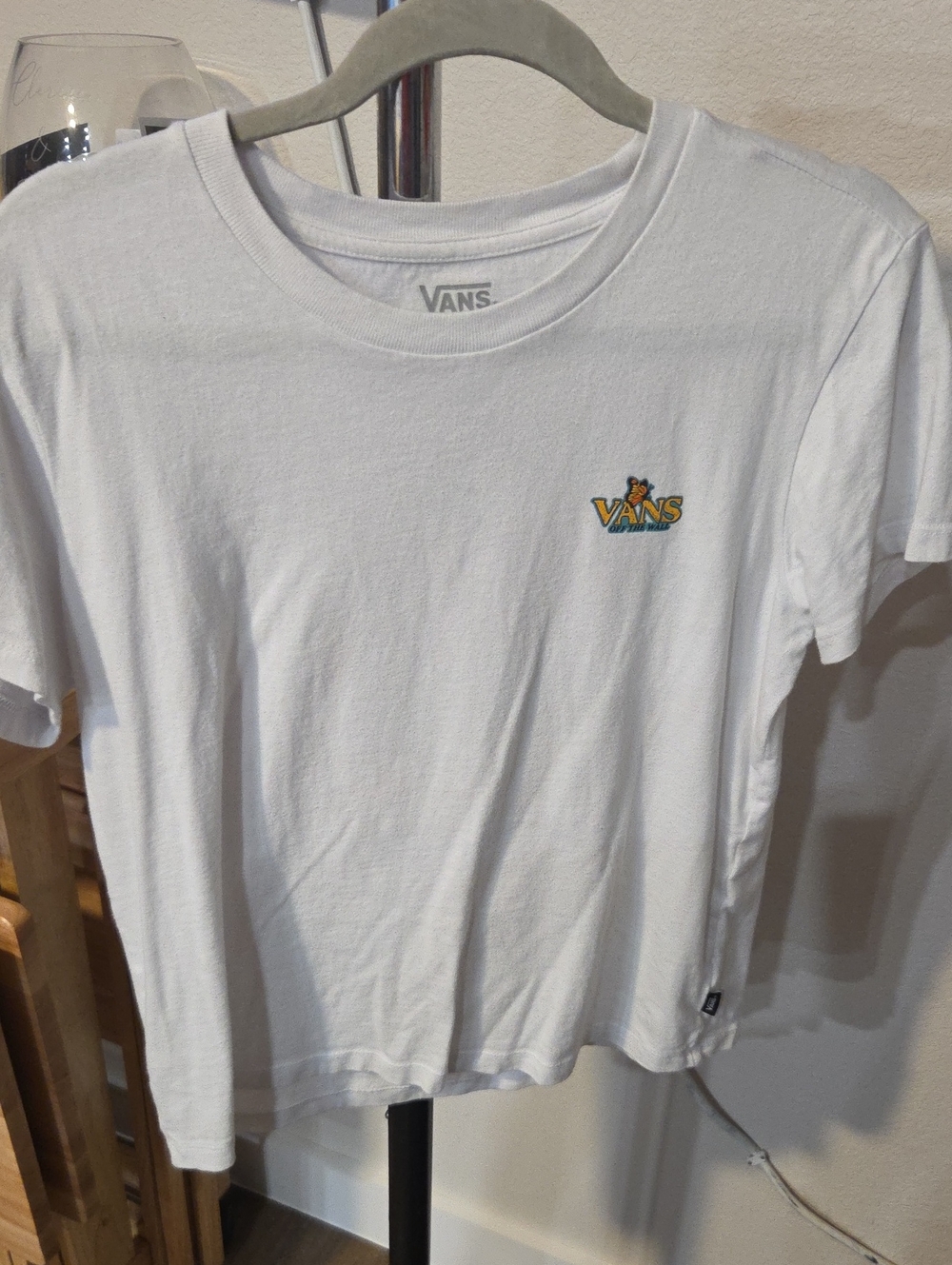 Vans White Short Sleeve Tee with Yellow Logo